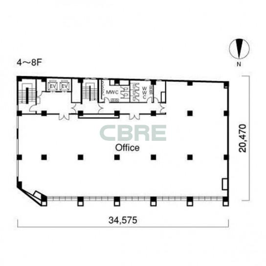 4階〜8階 平面図