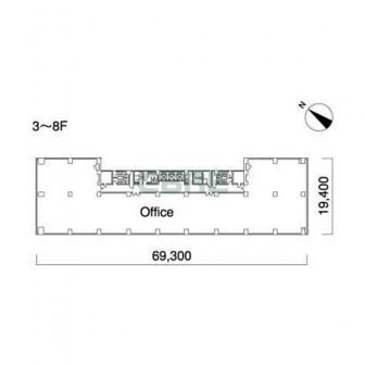 3階〜8階 平面図