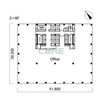 2階〜8階 平面図