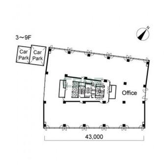 3階〜9階 平面図