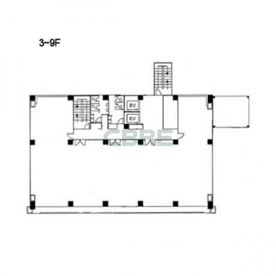 3階〜9階 平面図