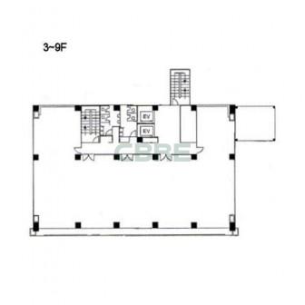 3階〜9階 平面図