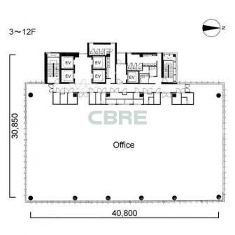 3階〜12階 平面図