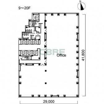 9階〜20階 平面図