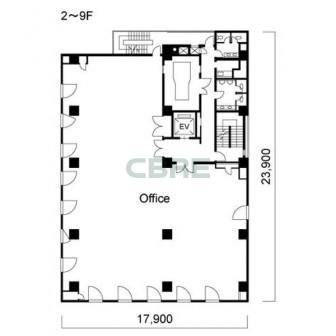 2階〜9階 平面図