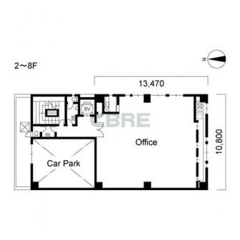 2階〜8階 平面図