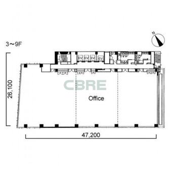 3階〜9階 平面図