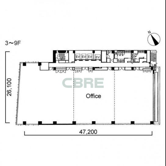 3階〜9階 平面図