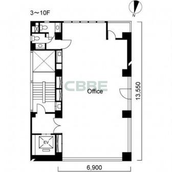 3階〜10階 平面図
