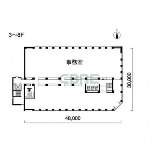 3階〜8階 平面図