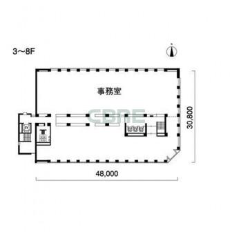 3階〜8階 平面図