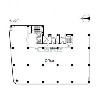 3階〜9階 平面図
