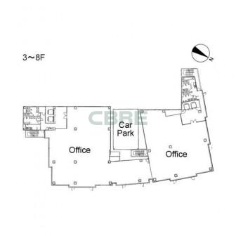 3階〜8階 平面図