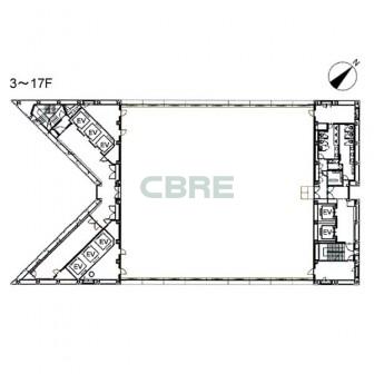 3階〜17階 平面図