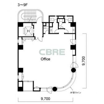 3階〜9階 平面図