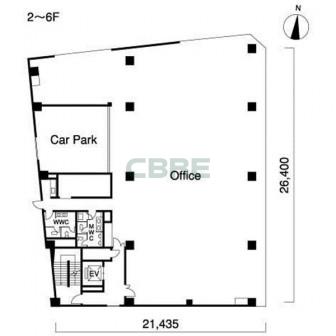 2階〜6階 平面図