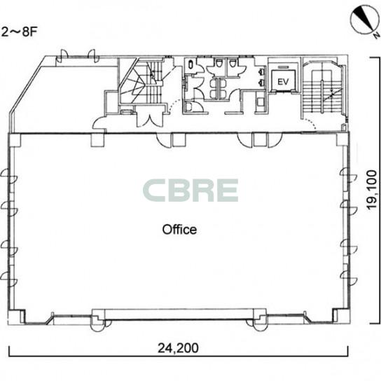 2階〜8階 平面図
