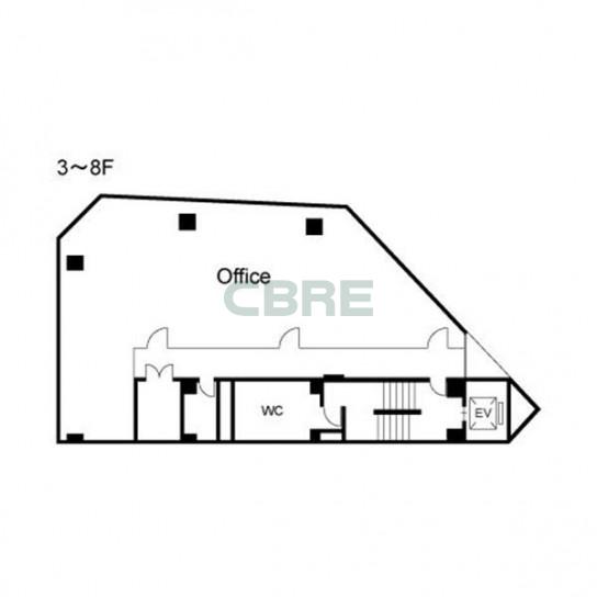 3階〜8階 平面図