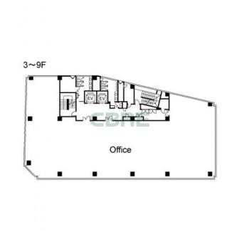 3階〜9階 平面図