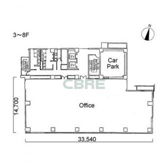 3階〜8階 平面図