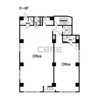 3階〜6階 平面図