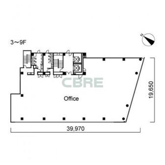 3階〜9階 平面図