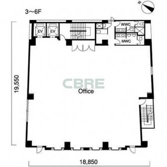3階〜6階 平面図