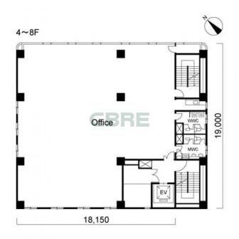 4階〜8階 平面図