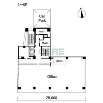 2階〜9階 平面図