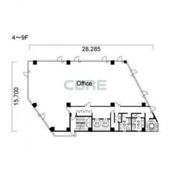 4階〜9階 平面図