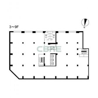 3階〜9階 平面図