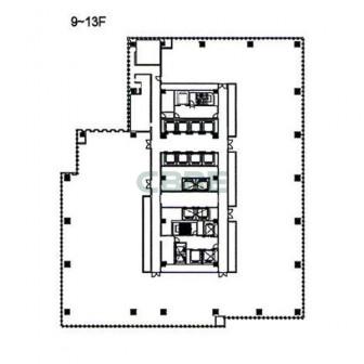 9階〜13階 平面図