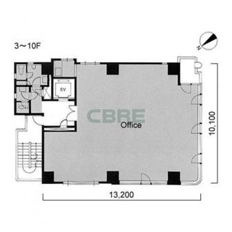 3階〜8階 平面図