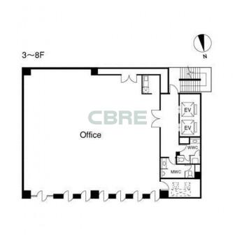 3階〜8階 平面図
