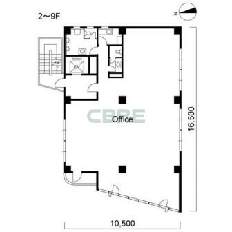 2階〜9階 平面図