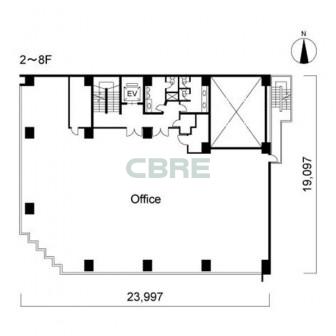 2階〜8階 平面図