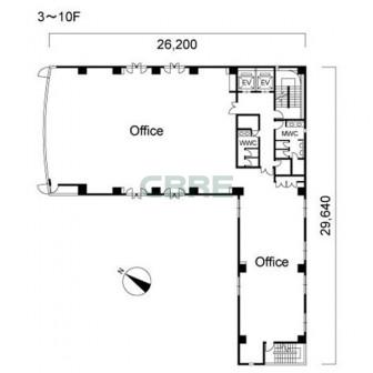 3階〜10階 平面図