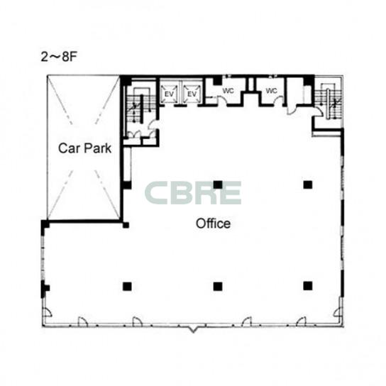 2階〜8階 平面図