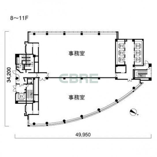 8階〜11階 平面図