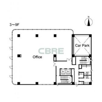 3階〜9階 平面図