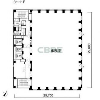 3階〜11階 平面図