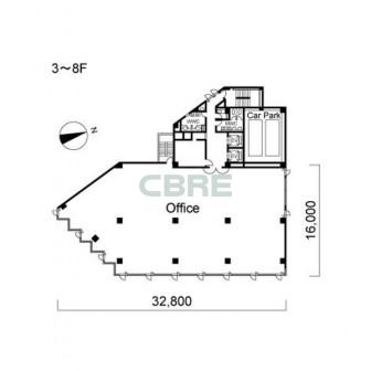 3階〜8階 平面図