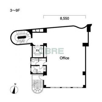 3階〜9階 平面図