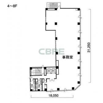 4階〜8階 平面図