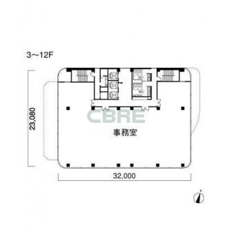 3階〜12階 平面図