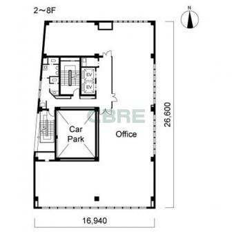 2階〜8階 平面図