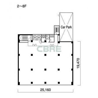 2階〜8階 平面図