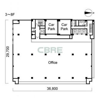 3階〜8階 平面図