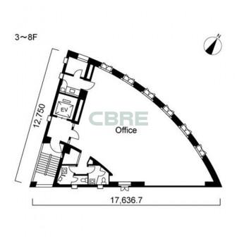 3階〜8階 平面図