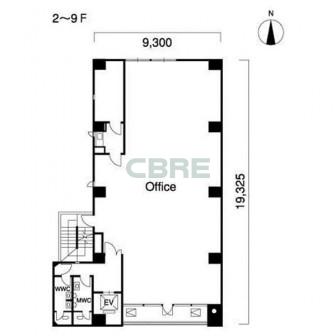 2階〜9階 平面図